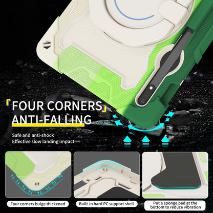 For Samsung Galaxy Tab S9 Armor Portable Rotating Ring Holder Silicone Tablet Case(Colorful Green) by bashfashion
