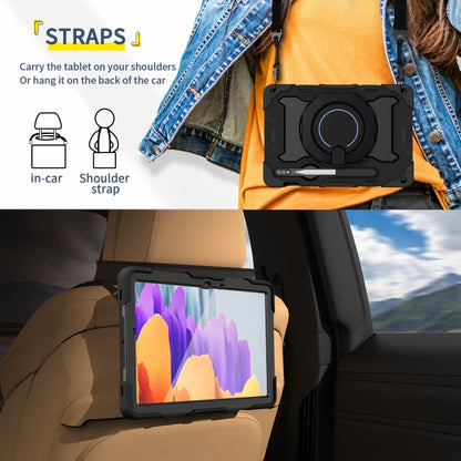 For Samsung Galaxy Tab S9 Armor Portable Rotating Ring Holder Silicone Tablet Case(Black) by bashfashion