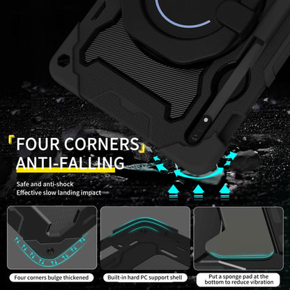 For Samsung Galaxy Tab S9 Armor Portable Rotating Ring Holder Silicone Tablet Case(Black) by bashfashion