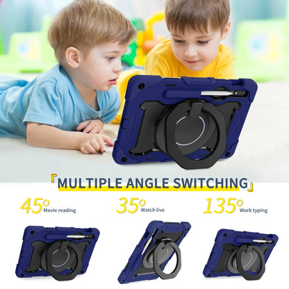 For Samsung Galaxy Tab S9 Armor Portable Rotating Ring Holder Silicone Tablet Case(Navy Blue) by bashfashion