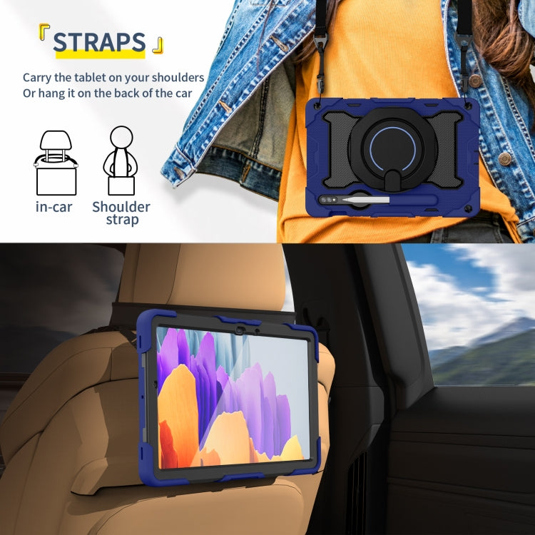 For Samsung Galaxy Tab S9 Armor Portable Rotating Ring Holder Silicone Tablet Case(Navy Blue) by bashfashion