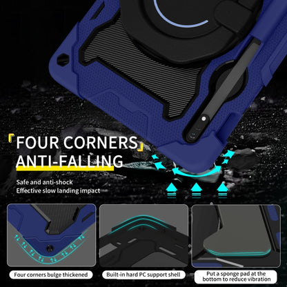 For Samsung Galaxy Tab S9 Armor Portable Rotating Ring Holder Silicone Tablet Case(Navy Blue) by bashfashion