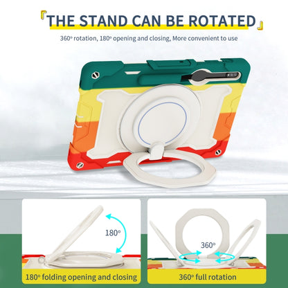 For Samsung Galaxy Tab S9+ Armor Portable Rotating Ring Holder Silicone Tablet Case(Colorful Red) by bashfashion