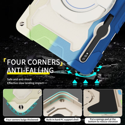 For Samsung Galaxy Tab S9+ Armor Portable Rotating Ring Holder Silicone Tablet Case(Colorful Blue) by bashfashion