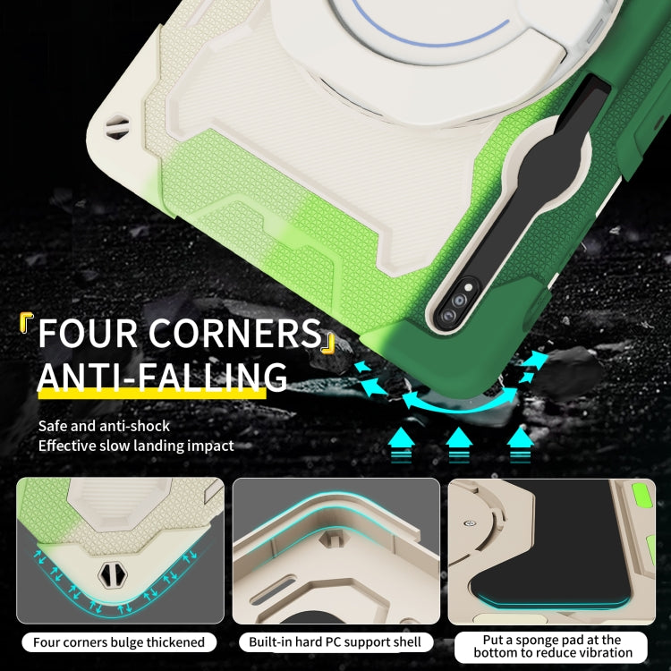 For Samsung Galaxy Tab S9+ Armor Portable Rotating Ring Holder Silicone Tablet Case(Colorful Green) by bashfashion