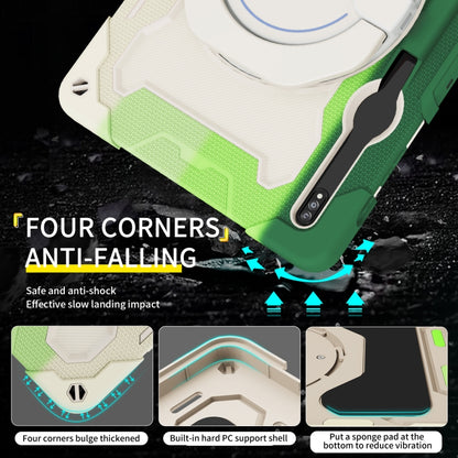 For Samsung Galaxy Tab S9+ Armor Portable Rotating Ring Holder Silicone Tablet Case(Colorful Green) by bashfashion