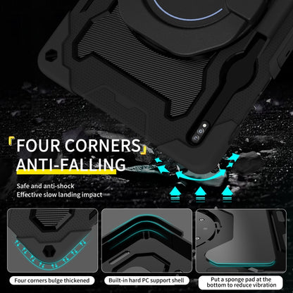 For Samsung Galaxy Tab S9+ Armor Portable Rotating Ring Holder Silicone Tablet Case(Black) by bashfashion