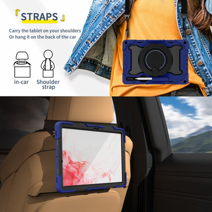 For Samsung Galaxy Tab S9+ Armor Portable Rotating Ring Holder Silicone Tablet Case(Navy Blue) by bashfashion