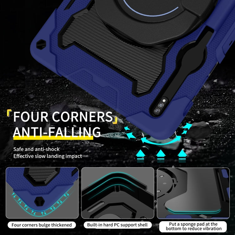 For Samsung Galaxy Tab S9+ Armor Portable Rotating Ring Holder Silicone Tablet Case(Navy Blue) by bashfashion