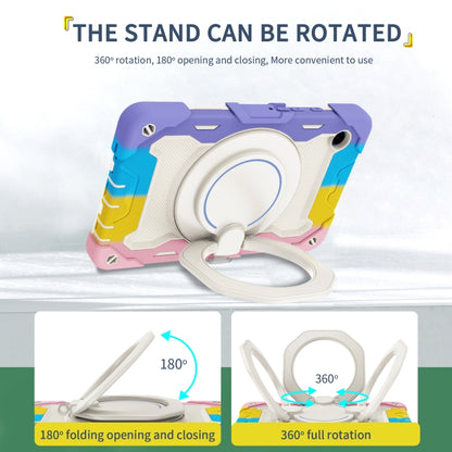 For Samsung Galaxy Tab A9 Armor Portable Rotating Ring Holder Silicone Tablet Case(Colorful Pink) by bashfashion