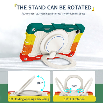 For Samsung Galaxy Tab A9 Armor Portable Rotating Ring Holder Silicone Tablet Case(Colorful Red) by bashfashion