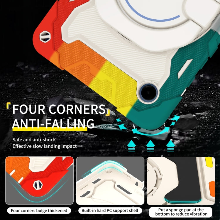 For Samsung Galaxy Tab A9 Armor Portable Rotating Ring Holder Silicone Tablet Case(Colorful Red) by bashfashion