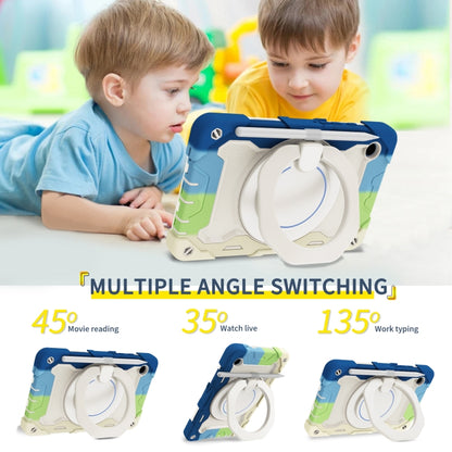 For Samsung Galaxy Tab A9 Armor Portable Rotating Ring Holder Silicone Tablet Case(Colorful Blue) by bashfashion