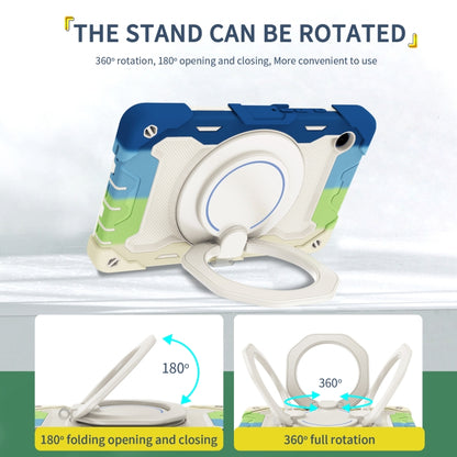 For Samsung Galaxy Tab A9 Armor Portable Rotating Ring Holder Silicone Tablet Case(Colorful Blue) by bashfashion