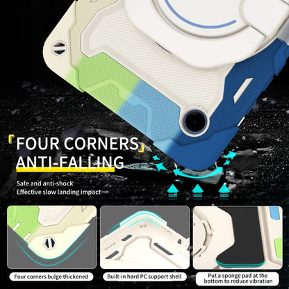 For Samsung Galaxy Tab A9 Armor Portable Rotating Ring Holder Silicone Tablet Case(Colorful Blue) by bashfashion