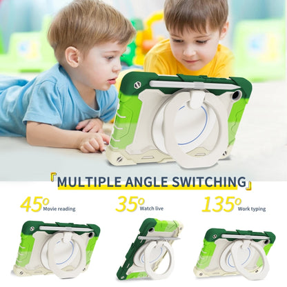 For Samsung Galaxy Tab A9 Armor Portable Rotating Ring Holder Silicone Tablet Case(Colorful Green) by bashfashion