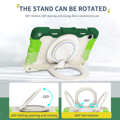 For Samsung Galaxy Tab A9 Armor Portable Rotating Ring Holder Silicone Tablet Case(Colorful Green) by bashfashion