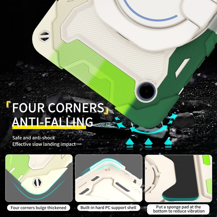 For Samsung Galaxy Tab A9 Armor Portable Rotating Ring Holder Silicone Tablet Case(Colorful Green) by bashfashion