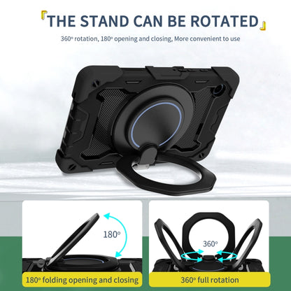 For Samsung Galaxy Tab A9 Armor Portable Rotating Ring Holder Silicone Tablet Case(Black) by bashfashion