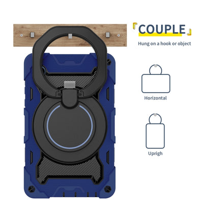 For Samsung Galaxy Tab A9 Armor Portable Rotating Ring Holder Silicone Tablet Case(Navy Blue) by bashfashion