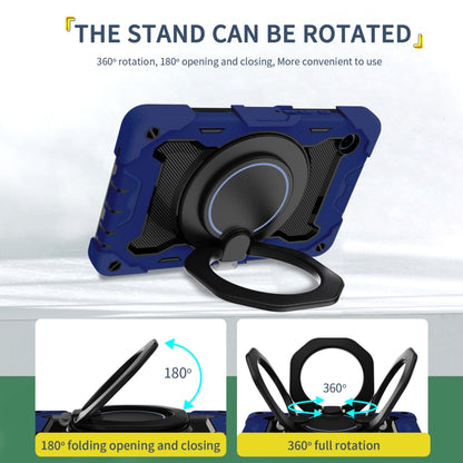 For Samsung Galaxy Tab A9 Armor Portable Rotating Ring Holder Silicone Tablet Case(Navy Blue) by bashfashion