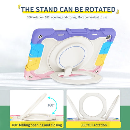 For Samsung Galaxy Tab A9+ Armor Portable Rotating Ring Holder Silicone Tablet Case(Colorful Pink) by bashfashion