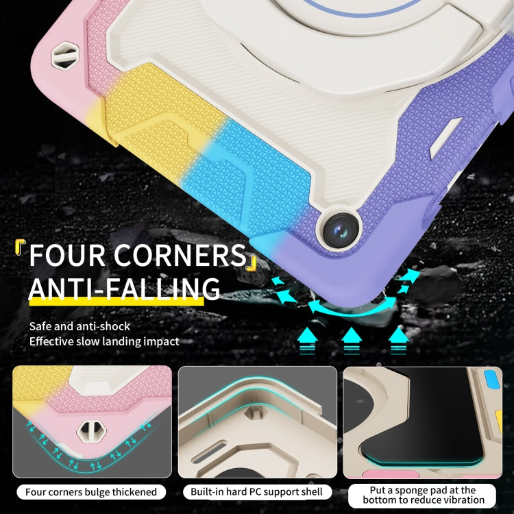 For Samsung Galaxy Tab A9+ Armor Portable Rotating Ring Holder Silicone Tablet Case(Colorful Pink) by bashfashion