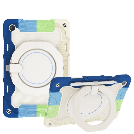 For Samsung Galaxy Tab A9+ Armor Portable Rotating Ring Holder Silicone Tablet Case(Colorful Blue) by bashfashion