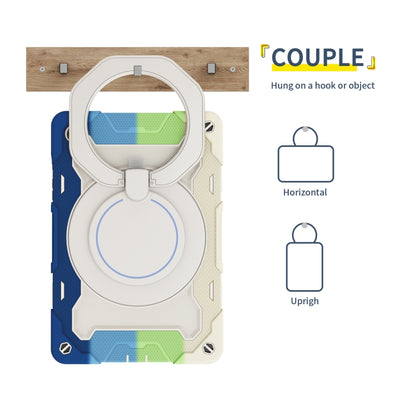For Samsung Galaxy Tab A9+ Armor Portable Rotating Ring Holder Silicone Tablet Case(Colorful Blue) by bashfashion