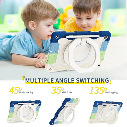 For Samsung Galaxy Tab A9+ Armor Portable Rotating Ring Holder Silicone Tablet Case(Colorful Blue) by bashfashion