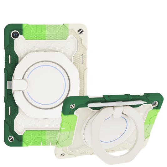 For Samsung Galaxy Tab A9+ Armor Portable Rotating Ring Holder Silicone Tablet Case(Colorful Green) by bashfashion