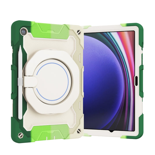 For Samsung Galaxy Tab A9+ Armor Portable Rotating Ring Holder Silicone Tablet Case(Colorful Green) by bashfashion