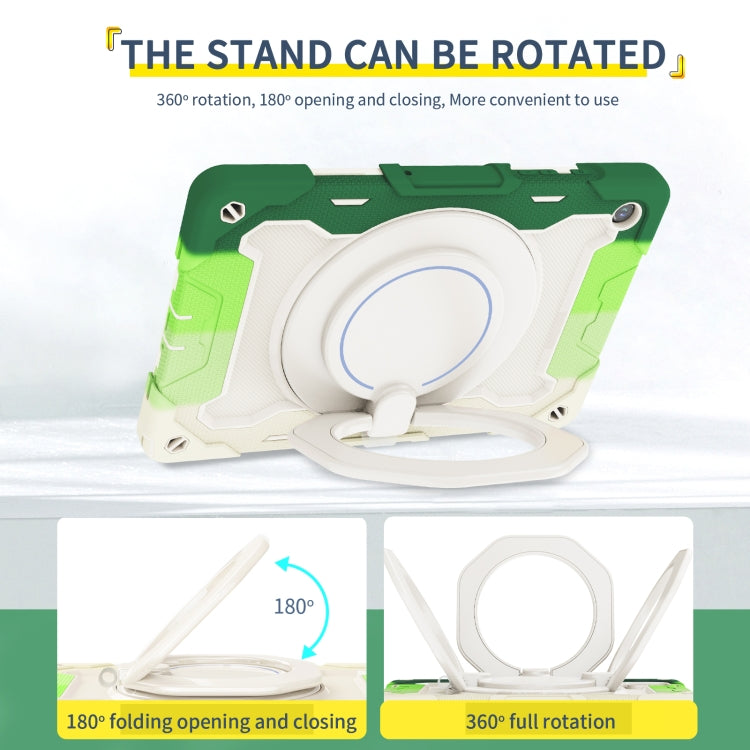 For Samsung Galaxy Tab A9+ Armor Portable Rotating Ring Holder Silicone Tablet Case(Colorful Green) by bashfashion