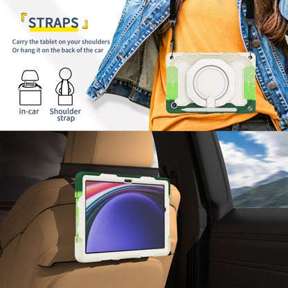 For Samsung Galaxy Tab A9+ Armor Portable Rotating Ring Holder Silicone Tablet Case(Colorful Green) by bashfashion