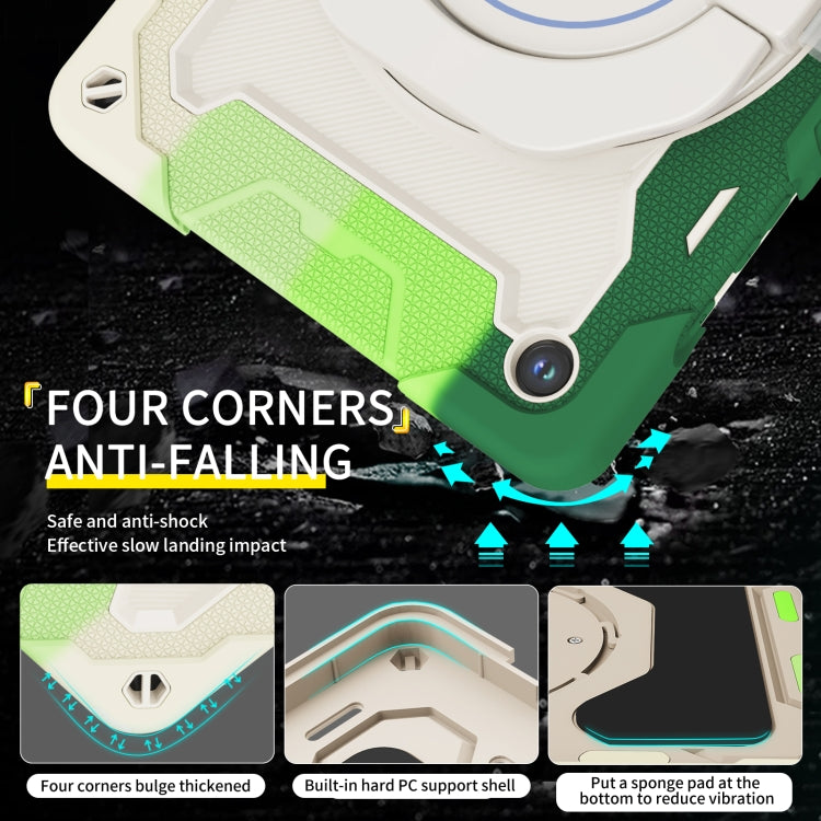 For Samsung Galaxy Tab A9+ Armor Portable Rotating Ring Holder Silicone Tablet Case(Colorful Green) by bashfashion