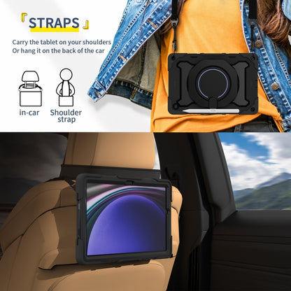 For Samsung Galaxy Tab A9+ Armor Portable Rotating Ring Holder Silicone Tablet Case(Black) by bashfashion