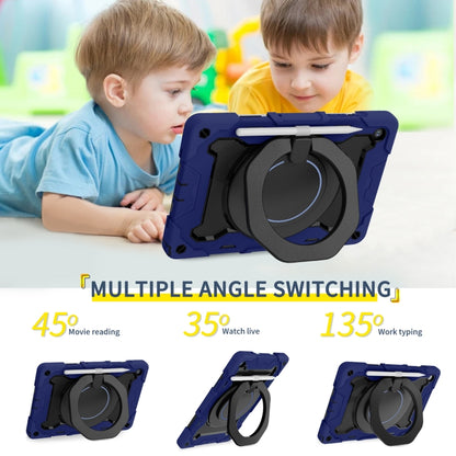 For Samsung Galaxy Tab A9+ Armor Portable Rotating Ring Holder Silicone Tablet Case(Navy Blue) by bashfashion