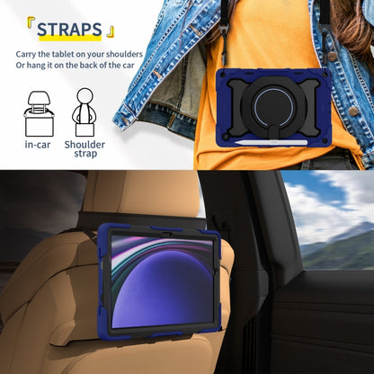 For Samsung Galaxy Tab A9+ Armor Portable Rotating Ring Holder Silicone Tablet Case(Navy Blue) by bashfashion