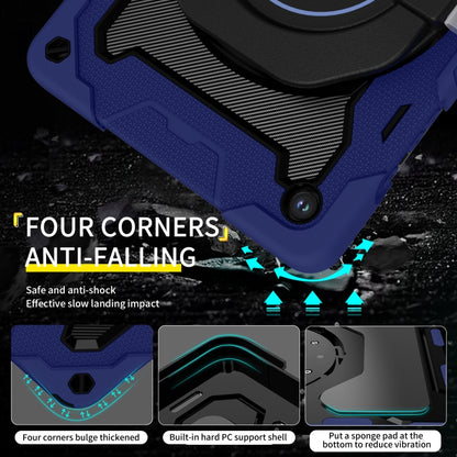 For Samsung Galaxy Tab A9+ Armor Portable Rotating Ring Holder Silicone Tablet Case(Navy Blue) by bashfashion