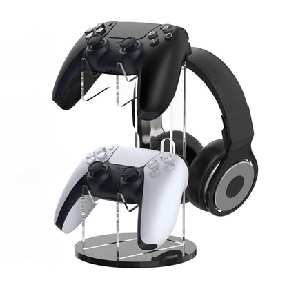 For PS4 / PS5 YX029 Headphone Gamepad Desktop Display Holder(Transparent+Black) by bashfashion
