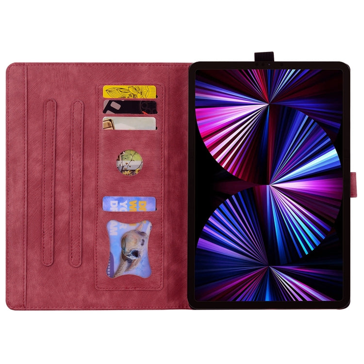 For iPad 10th Gen 10.9 2022 Cartoon Sakura Cat Embossed Smart Leather Tablet Case(Red) by bashfashion