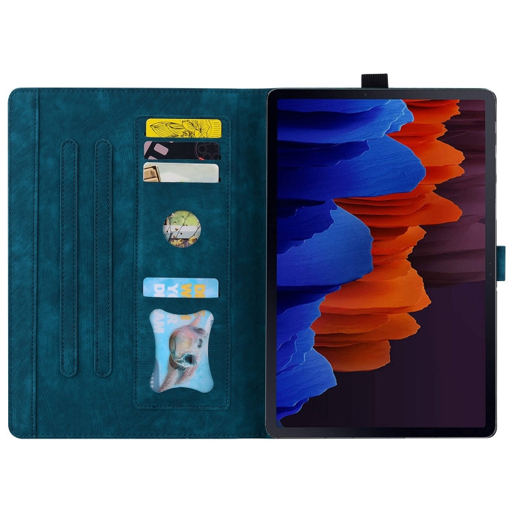 For Samsung Galaxy Tab S9+ /S8+ /S7+ Cartoon Sakura Cat Embossed Smart Leather Tablet Case(Blue) by bashfashion