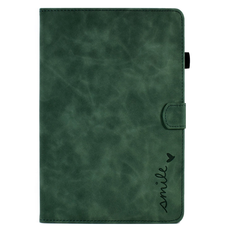 For Samsung Galaxy Tab A11+ / A9+ Embossed Smile Flip Smart Leather Tablet Case(Green) by bashfashion