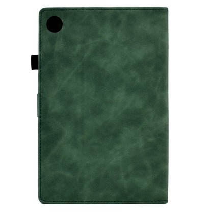 For Samsung Galaxy Tab A11+ / A9+ Embossed Smile Flip Smart Leather Tablet Case(Green) by bashfashion