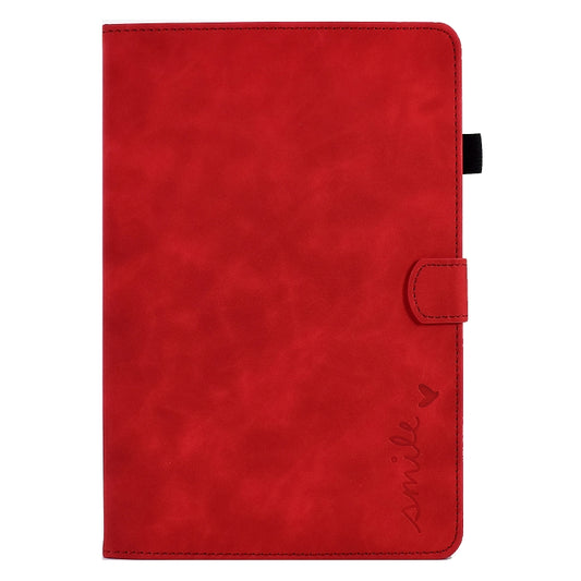 For Samsung Galaxy Tab A11+ / A9+ Embossed Smile Flip Smart Leather Tablet Case(Red) by bashfashion