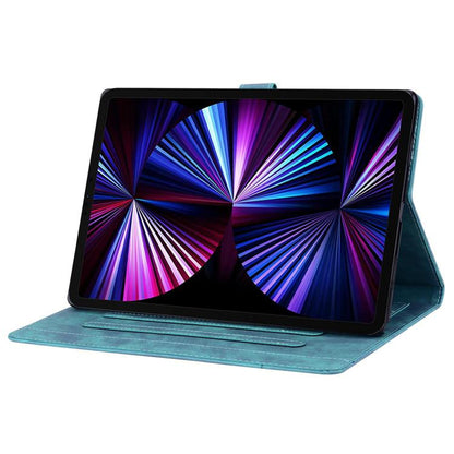 For Samsung Galaxy Tab S10 FE+ Cartoon Sakura Cat Embossed Leather Tablet Case(Green) by bashfashion