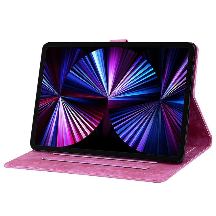 For Samsung Galaxy Tab S10 FE+ Cartoon Sakura Cat Embossed Leather Tablet Case(Rose Red) by bashfashion