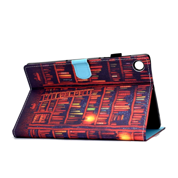 For Samsung Galaxy Tab A11+ / A9+ Colored Drawing Stitching Horizontal Flip Tablet Leather Case(Bookshelf) by bashfashion