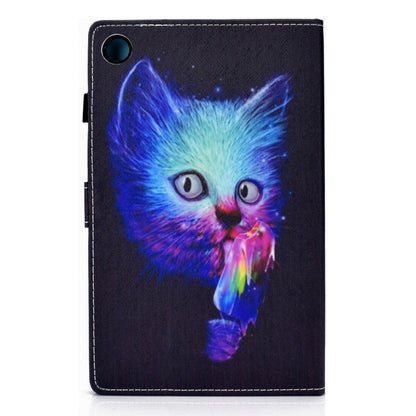 For Samsung Galaxy Tab A11+ / A9+ Colored Drawing Stitching Horizontal Flip Tablet Leather Case(Super Cat) by bashfashion