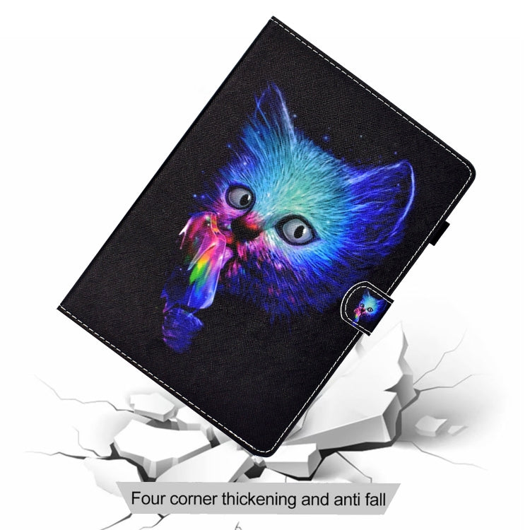 For Samsung Galaxy Tab A11+ / A9+ Colored Drawing Stitching Horizontal Flip Tablet Leather Case(Super Cat) by bashfashion